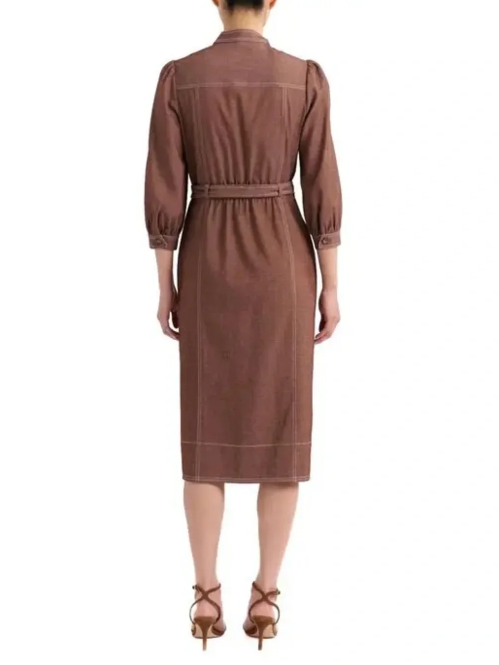 NWT Cartolina Harris Dress XXS Mocha Belted Utility Shirt Midi Quiet Luxury
